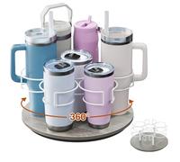 Kssiaz Organizador de Botellas de Agua para Stanley, Portavasos Giratorio para Stanley, Organizador de Vasos para Stanley Owala Yeti Starbucks, Organizadores y Almacenaje de Cocina, Botellero, Gris