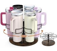 Kssiaz Portavasos para Stanley, Soporte Giratorio para Botellas de Agua para Tazas Stanley de 40oz, Soportes para Tazas para Mostrador, Organizador de Vasos Almacenamiento de Cocina, Vintage Marrón
