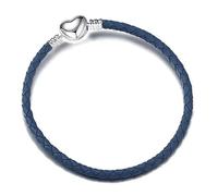 KSSLNGY Pulsera trenzada de cuero para mujer, con cierre de corazón, compatible con cuentas Pandora, Cuero, Sin piedra preciosa