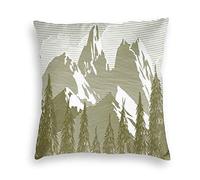 Kssnjs Woodcut Style Landscape Image with Trees and Mountain At The Background The Velvet Pillowcases Are Different and Change The Look of Your Room, Boys Room, Guest Room, Hotel Room 24x24inch