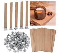 Kssvzz 100 Juegos Mechas de Madera para Velas, Mechas para Velas con 100 Soporte de Hierro, Mecha de Madera Natural para Velas Bricolaje, 13 x 130mm Mechas Velas Ecológicas y sin Humo
