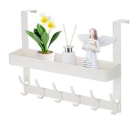 Kssvzz 5 ganchos para colgar sobre la puerta con blanco, toallero sobre la puerta, colgador de puerta, perchero para colgar ropa, toallas, detrás de la parte posterior del baño (blanco)