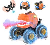 Kssvzz Coche Teledirigido, Acrobacias Dinosaurio Monster Truck Juguetes con Rocíe, Música y Luces, Dinosaurios Coches Teledirigidos Juguetes para Niños 3-12 Años Regalo Cumpleaños y Navidad Niño