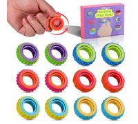 Kssvzz Fidget Toy Set,12 Pcs Anillos Sensoriales Autismo Silenciosos,Juguetes Sensoriales de Estrés de Textura para Autismo,TDAH,Alivio de Ansiedad,Juguete Antiestres Portátiles para Adultos y Niños