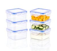 Kssvzz Paquete de 6 recipientes cuadrados para alimentos de 400 ml con tapas, Airtihgt, macetas reutilizables de plástico con cierre de clip, juego de recipientes de almacenamiento pequeños a prueba