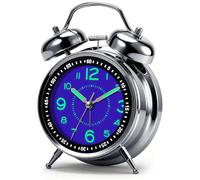 Kssvzz Reloj Despertador, Despertador Analogico, Vintage con Doble Campana, Funciona con Pilas, Ruidoso Muy Fuerte para Adultos Que Duermen Mucho (Azul)