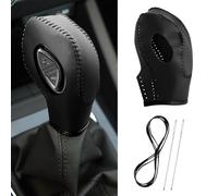 KSSZZCO Funda de piel para palanca de cambios de coche para Ford EcoSport Escape/Fiesta/C-Max Energi Wagon/Fusion/Focus/Transit, cubierta protectora para el interior del vehículo (negro)