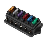 KSTE Caja De Fusibles 12V, 6 Camino Barco Circuito Coche automático de la Hoja Caja de fusibles Bloque Porta DC 12V 24V