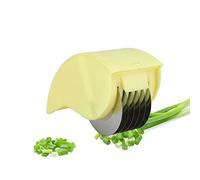 KSTE Cortador de Hierbas Picador,Picadora de Hierbas Manual con 6 Hojas de Acero Inoxidable,Cortador de Hierbas Lavable Desmontable Portátiles para Cilantro, Cebolleta y Perejil(Amarillo)