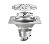 Ksunun Desagüe de Ducha Baño Drenaje de Piso de Acero Inoxidable Drenaje Cuadrado de Suelo Anti-Olor Canaleta de Ducha Cromo,12 * 12 CM