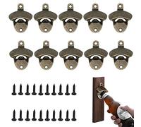Ksvaye 10 Piezas Abrebotellas Montado en la Pared, Abrebotellas Cerveza con Tornillos Abridor Cerveza Abridor Botellaspara Vintage Bar, Restaurante, Cocina (Bronce)