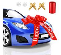 Ksvaye 23 Inches/58 cm Lazo Rojo Grande para Coche Lazo Gigante para Regalo Coche Happy Birthday Lazo Grande para Envolver Regalos para Interior/Exterior