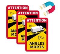 Ksvaye 3Pcs Magnéticas Attention Angles Morts Adhesivos 25 x 17 cm Señal ángulos Muertos Homologado Pegatina Cartel de Advertencia para Francia, con protección UV, para Camiones y Caravanas