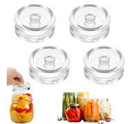 Ksvaye 4 Piezas Pesos de Fermentación, Pesas de Fermentación de Vidrio 7cm Juego de Pesas de Fermentación con Mangos Ranurados para Hacer probióticos Naturales, Chucrut, Kimchi, Encurtidos