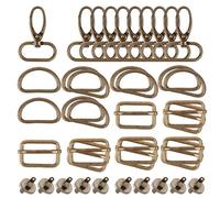 Ksvaye 40 Piezas Hebillas Metalicas Anillos en D Cierre Magnético Mosqueton Llavero Gancho Giratorio Ajustables Hebilla Mosquetones para Bolsos Manualidades DIY, Mochila, Costura (Bronce)