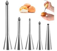 Ksvaye 5 Piezas Boquilla Manga Pastelera de Acero Inoxidable para Glaseado de Crema de Mantequilla - Decoración de Cupcakes Puffs con Relleno Mermelada