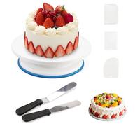 Ksvaye 6 Piezas 28cm Plato Giratorio para Tartas, Base Giratoria Tartas Reposteria Utensilios Torta Giratoria, Soporte Giratorio para Pasteles Incluye 2 Espátulas para Tartas y 3 Rascadores