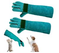 ksvaye Guantes Protectores Antimordeduras 45cm Guantes Anti-mordidas Guantes de Cuero para Bañarse, Arreglarse, Soldar, Manipular Perros/Gatos/Aves/Serpientes/Loros/Lagartos/Reptiles(Verde)