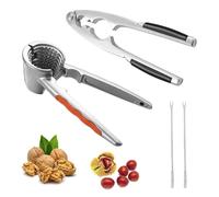 Ksvaye Juego de 4 Cascanueces Metal Cascanueces con Tenedores Antideslizante Rompe Nueces y Avellanas Partidor de Nueces Alicates Manual Pinzas Marisco para Almendras Nueces de Brasil Castañas