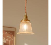 ksxnkhk Lámpara Colgante pequeña de Vidrio japonés E14, lámpara de araña de latón de una luz, Moderna lámpara de Techo Ajustable