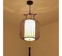 ksxnkhk Lámpara de araña Antigua China con Forma de Jaula de pájaros E27, Estilo Retro Rural Americano, para Restaurante, casa de té, Pantalla Blanca lechosa, lámpara Colgante de Techo, il
