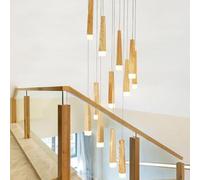 ksxnkhk Lámpara de araña de Techo Alto para Escalera, para Edificio dúplex, Villa, apartamento Creativo, Escalera de Caracol, lámpara de araña Larga, Amarilla, 16 Luces