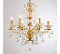 ksxnkhk Lámpara de araña Moderna Americana Retro Dorada de Lujo, de latón y Cristal, Ideal para Sala de Estar, Comedor, Dormitorio, con Velas, Lustre Decorativo, lámparas Colgantes (3 Colo