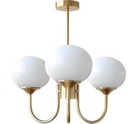 ksxnkhk Lámpara de araña Moderna Sputnik de 3 Luces con Forma de Globo, Estilo Mediados de Siglo, con Bola de Cristal Rosa, lámpara Colgante de latón Dorado, lámpara de Techo empotrada - I