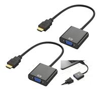 Ksywydu 2 Piezas Adaptador HDMI a VGA 1080P Macho a Hembra, Convertidor de Vídeo con Chip IC Integrado, Cable de Alimentación Micro USB y Audio Jack, para Ordenador Portátil PC Monitor Proyector HDTV