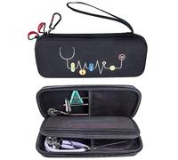 KT-Case Funda para Estetoscopio, Compatible con 3M Littmann 5803 Classic III Estetoscopio Serie Bolsa de Viaje Omron ADC Dixie EMS Estetoscopio Multifunción Caja de Almacenamiento de Moda (Negro)
