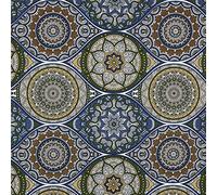 Kt KILOtela - Tela de loneta Estampada - Decoración, tapizar, Cojines, Cortinas - Ancho 280 cm - Largo a elección de 50 en 50 cm | Mandalas - Azul, Verde