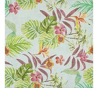 Kt KILOtela - Tela de loneta Estampada Digital - Half Panamá 100% algodón orgánico, Oeko-Tex Standard 100 - Retal de 100 cm Largo x 280 cm Ancho | Botánico Tropical - Verde, Rosa, Naranja ─ 1 Metro