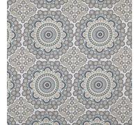 Kt KILOtela - Tela de loneta Estampada Digital - Half Panamá 100% algodón orgánico, Oeko-Tex Standard 100 - Retal de 100 cm Largo x 280 cm Ancho | Marrakech Mandalas - Azul, Mostaza, Gris ─ 1 Metro