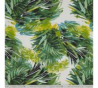 Kt KILOtela - Tela de loneta Estampada Digital - Half Panamá 100% algodón orgánico, Oeko-Tex Standard 100 - Retal de 100 cm Largo x 280 cm Ancho | Tropical - Verde, Azul, Amarillo ─ 1 Metro