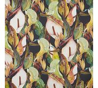 Kt KILOtela - Tela de Loneta Estampada Digital - Half Panamá 100% Algodón Orgánico, Oeko-Tex Standard 100 - Retal de 100 cm Largo x 280 cm Ancho | Katse Botánico Tropical - Naranja, Verde ─ 1 Metro