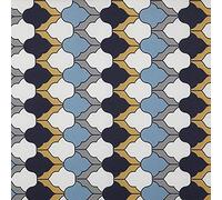 Kt KILOtela Tela de loneta Estampada Digital - Half Panamá 100% algodón orgánico, Oeko-Tex Standard 100 - Retal de 100 cm Largo x 280 cm Ancho | Arabian Nights - Azul Marino, Azul, Mostaza ─ 1 Metro