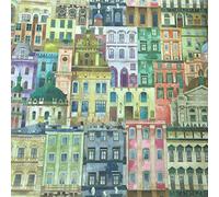 Kt KILOtela - Tela de loneta estampada digital - Half Panamá 100% algodón - Retal de 100 cm largo x 280 cm ancho | Fachadas - Multicolor ─ 1 metro