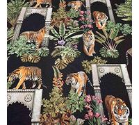 Kt KILOtela - Tela de loneta Estampada Digital - Half Panamá 100% algodón - Retal de 100 cm Largo x 280 cm Ancho | Tigres - Negro ─ 1 Metro