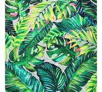 Kt KILOtela - Tela de loneta estampada digital - Half Panamá 100% algodón - Retal de 100 cm largo x 280 cm ancho | Hojas tropicales - Verde, amarillo ─ 1 metro