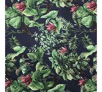 Kt KILOtela - Tela de loneta estampada digital - Half Panamá 100% algodón - Retal de 100 cm largo x 280 cm ancho | Botánica, tropical - Verde, rosa, negro ─ 1 metro