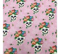 Kt KILOtela - Tela de Patchwork - Estampación Digital - 100% algodón - Retal de 100 cm Largo x 140 cm Ancho | Catrinas - Rosa, Azul, Verde, Blanco ─ 1 Metro