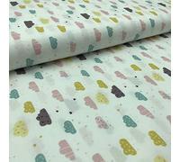 Kt KILOtela - Tela de Patchwork - Estampación Digital - 100% algodón - Retal de 100 cm Largo x 140 cm Ancho | Nubes - Rosa, Azul, Mostaza ─ 1 Metro