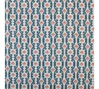 Kt KILOtela - Tela Loneta Estampada, Decoración, Tapizar, Cojines, Bolsos, Ancho 280 cm, Largo a Elección de 50 en 50 cm, Avis, Geométrico Ikat, Azul, Rosa