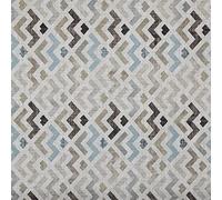 Kt KILOtela - Tela Loneta Estampada, Decoración, Tapizar, Cojines, Cortinas, Colchas, Bolsos, Manteles, 100 cm Largo x 280 cm Ancho, Geométrico, Zigzag, Azul, Marrón - 1 Metro