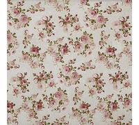 Kt KILOtela - Tela Loneta Estampada, Decoración, Tapizar, Cojines, Cortinas, Colchas, Bolsos, Manteles, 100 cm Largo x 280 cm Ancho, Flores, Rosa, Beige - 1 Metro
