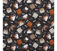 Kt KILOtela - Tela Loneta Estampada, Decoración, Tapizar, Cojines, Cortinas, Colchas, Bolsos, Manteles, 100 cm Largo x 280 cm Ancho, Gastos, Raspas, Naranja, Negro ─ 1 metro