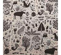 Kt KILOtela - Tela Loneta Estampada, Decoración, Tapizar, Cojines, Cortinas, Colchas, Bolsos, Manteles, 300 cm Largo x 280 cm Ancho, Animales, Negro, Beige - 3 metro