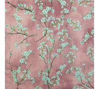 Kt KILOtela - Tela Loneta Estampada, Decoración, Tapizar, Cojines, Cortinas, Colchas, Bolsos, Manteles, Ancho 280 cm, Largo a Elección de 50 en 50 cm, Asami XL, Flores, Ramas, Blanco, Rosa