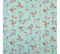 Kt KILOtela - Tela Loneta Estampada, Decoración, Tapizar, Cojines, Cortinas, Colchas, Bolsos, Manteles, Ancho 280 cm, Largo a Elección de 50 en 50 cm, Fabrizia, Flores, Rosa, Verde Turquesa