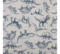 Kt KILOtela - Tela Loneta Estampada, Decoración, Tapizar, Cojines, Cortinas, Colchas, Bolsos, Manteles, Manualidades. Ancho 280 cm, Largo a Elección de 50 en 50 cm, Dinosaurios, Azul